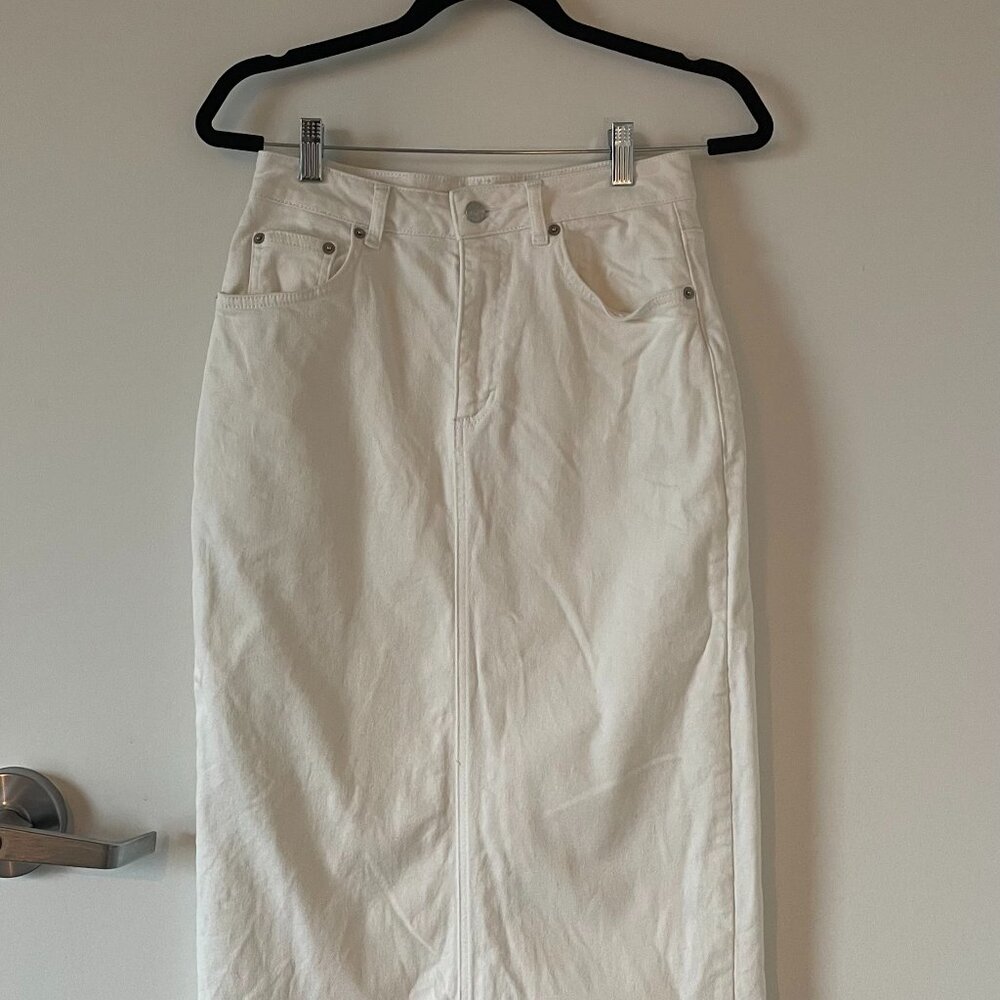 NA-KD Denim Maxi Skirt, Off-white, Size EU 36